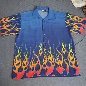 Vtg Flame Button Up
